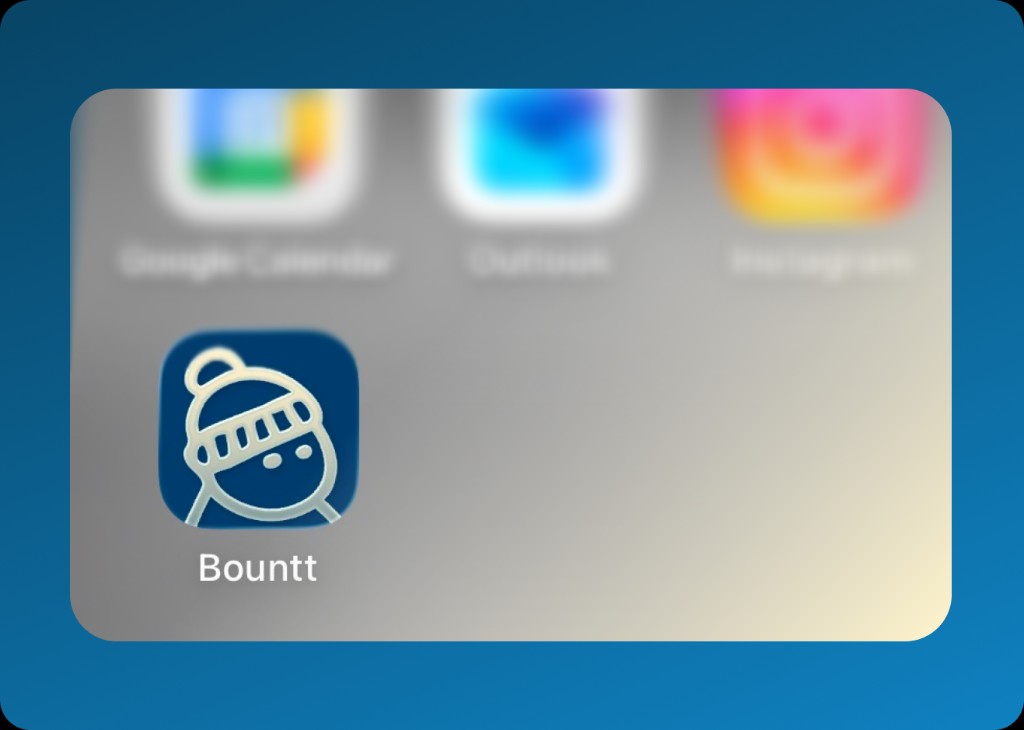 Home screen showing Bountt icon installed.